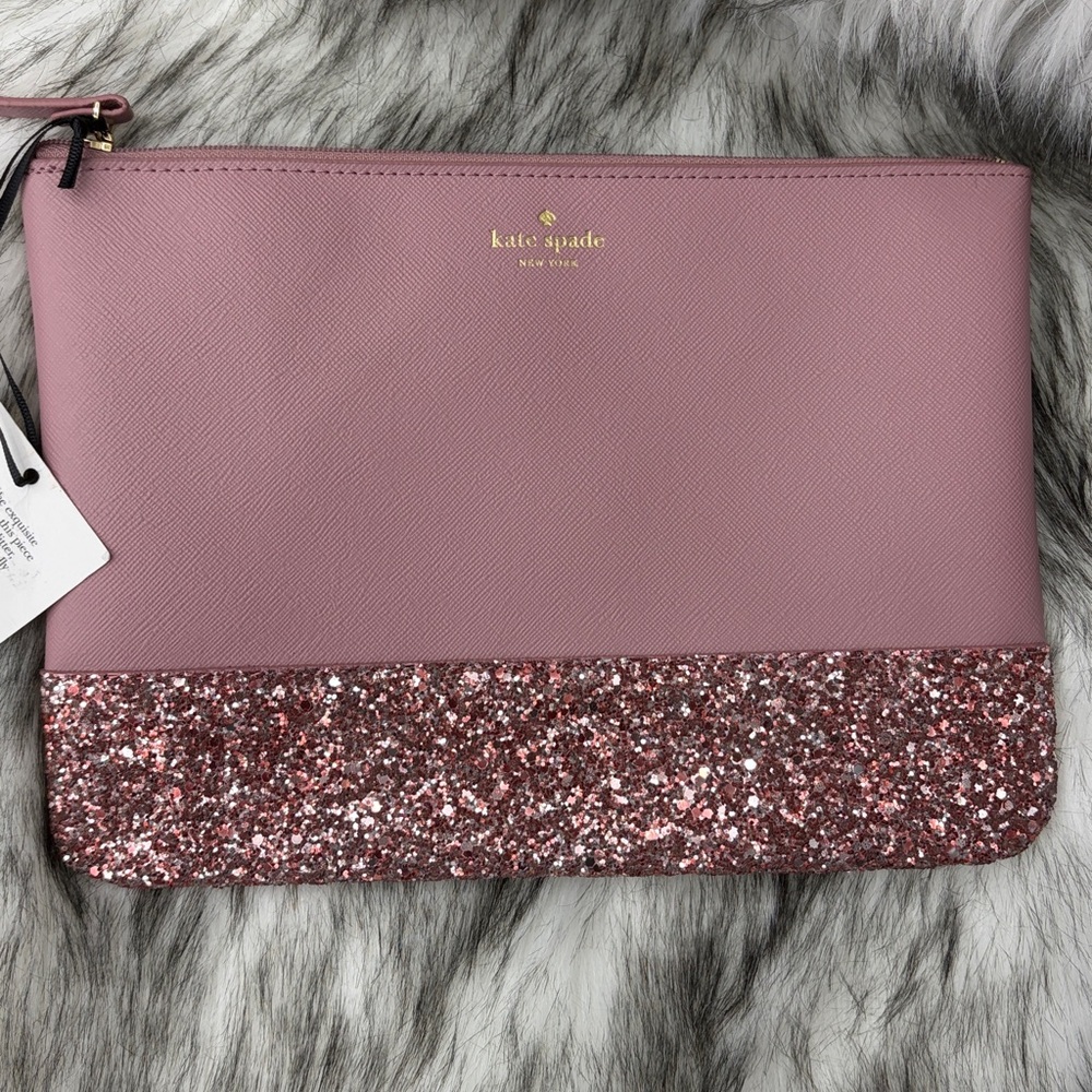 Kate Spade Glitter pink clutch bag